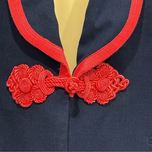 TALLIA Blazer Men 46R Navy Blue Pankou Chinese Traditional Knotted Frog Buttons - Picture 2 of 15